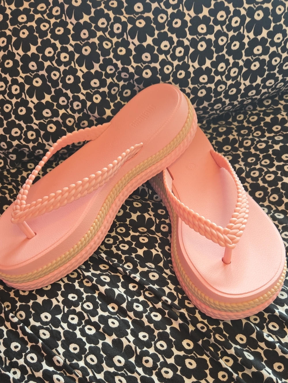 Melissa Pink Braided Platform Flip Sandals